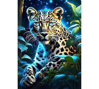 QQYRHN 5D DIY Léopard Kits de Peinture Diamant, Complète Léopard Diamond Painting pour Adulte Débutants, Pays des Rêves Art du Diamant, Décoration Murale Maison Peinture au Diamant Avec 30x40cm