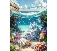 QQYRHN 5D DIY Monde Sous-marin Kits de Peinture Diamant, Complète Coquillage Corail Diamond Painting pour Adulte Débutants, Art du Diamant, Décoration Murale Maison Peinture au Diamant Avec 30x40 cm