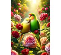 QQYRHN 5D DIY Oiseaux D'amour Kits de Peinture Diamant, Complète Perroquets Diamond Painting pour Adulte Débutants,Fleurs Art du Diamant, Décoration Murale Maison Peinture au Diamant Avec 30x40 cm