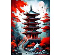 QQYRHN 5D DIY Pagode Kits de Peinture Diamant, Complète Architecture Diamond Painting pour Adulte Débutants, Style Chinois Art du Diamant, Décoration Murale Maison Peinture au Diamant Avec 30x40cm