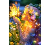 QQYRHN 5D DIY Papillon Fée Kits de Peinture Diamant, Complète Pays des Rêves Diamond Painting pour Adulte Débutants, Fleurs Art du Diamant, Décoration Murale Maison Peinture au Diamant Avec 30x40cm