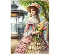 QQYRHN 5D DIY Princesse Kits de Peinture Diamant, Complète Dame D'antan Diamond Painting pour Adulte Débutants, Fleurs Art du Diamant, Décoration Murale Maison Peinture au Diamant Avec 30x40cm