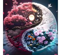 QQYRHN 5D DIY Soleil et Lune Kits de Peinture Diamant, Complète Tai Chi Diamond Painting pour Adulte Débutants, Yin Yang Art du Diamant, Décoration Murale Maison Peinture au Diamant Avec 30x30 cm