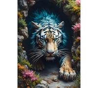 QQYRHN 5D DIY Tigre en Colère Kits de Peinture Diamant, Complète Bêtes Diamond Painting pour Adulte Débutants, Tigre Art du Diamant, Décoration Murale Maison Peinture au Diamant Avec 30x40cm