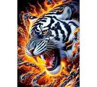 QQYRHN 5D DIY Tigre en Colère Kits de Peinture Diamant, Complète Feu Diamond Painting pour Adulte Débutants, Tigre Fantasy Art du Diamant, Décoration Murale Maison Peinture au Diamant Avec 30x40 cm