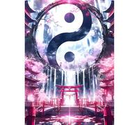 QQYRHN 5D DIY Yin Yang Kits de Peinture Diamant, Complète Tai Chi Diamond Painting pour Adulte Débutants, Porte Torii Art du Diamant, Décoration Murale Maison Peinture au Diamant Avec 30x40 cm