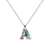 QqzsJewls Collier avec pendentif lettre occidentale A-Z pour femme, Zinc, Pas de gemme