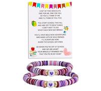 QqzsJewls Lot de 2 bracelets assortis en forme de cœur pour le premier jour d'école pour mère et fille, Purple, Polymer_Clay, Pas de pierre précieuse