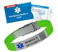 QR Bracelet d'alerte médicale pour homme et femme - Bracelet d'alerte médicale en silicone avec identification scannable - Comprend un dossier de santé personnel en ligne sécurisé et une carte