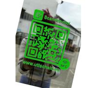 QR Code et NFC - Autocollant PVC hautes performances pour vitrine, véhicule, comptoir - Facebook - Instagram - Site internet - Tripadvisor... 10 cm x 10 cm - UTTSCHEID (Vert)