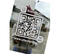 QR Code et NFC - Autocollant PVC hautes performances pour vitrine, véhicule, comptoir - Facebook - Instagram - Site internet - Tripadvisor... 10 cm x 10 cm - Gris