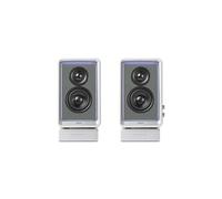 QR65 BLANC - Haut-parleur actif (70 W), design avec effets lumineux RVB, 3 ports de charge rapide USB TurboGaN et sortie caisson de basses, blanc
