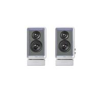 QR65 BLANC - Haut-parleur actif (70 W), design avec effets lumineux RVB, 3 ports de charge rapide USB TurboGaN et sortie caisson de basses, blanc