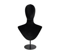 Qraatosi Mannequin en Velrs Tête Buste Polyvalent Buste Porte-Perruque Épinglable Élégant Support à Flards Colliers pr Dressing , BaseNoire