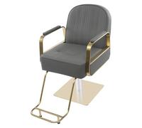 QRANSEUYXY Chaise de coiffeur, professionnelle, rotative à 360°, hauteur réglable, avec pompe hydraulique, capacité de 150 kg, pour salon de beauté, salon de coiffure, studio de tatouage (doré + gris)