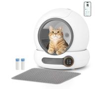QraraZL Litière Chats Autonettoyante Via Contrôle APP, Bac à Litière Autonettoyante pour Chats, Alerte Intelligente/Moniteur de Santé/Désodorisant Ionique,65L+9L (Haute Intelligence)