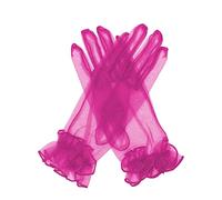 QRBTSCL Gants en tulle à volants pour femme - Pour mariage, fête, bal de fin d'année, soirée, fuchsia, taille unique