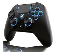 QRD Spark N5 Manette san Fil pour PS4 Pro Slim PS3 PS2 Steam Deck PC Windows Mac iOS Android TV Box, Halleffect Manette avec 3.5mm Audio Port+Speaker+Mic, Macro N1+N2, Turbo Speed Up