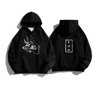 QRDLKERL Sweat à Capuche imprimé Graphique pour Homme et Femme, Style Harajuku, Style décontracté, Style Anime Chainsaw Man Hayakawa AKI Fox Devil Kon, 2D