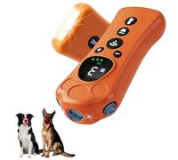 QREIHLPY Dispositifs anti-aboiements de chien, ultrasons anti-aboiements avec 10 niveaux réglables, 15,2 m, large portée de 180 °, lampe de poche LED, outil d'entraînement rechargeable 1200 mAh pour