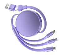 Qreninv 100W Chargeur Multi Embout USB A/C, 6 en 1 Chargeur Retractable PD 6A, Cable Multi Recharge Rapide avec USB C, Micro USB et Port Phone pour 16 Pro,16 Plus,MaBook,Pad,Galaxy, Violet
