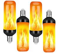 QREZ E27/E14 LED Ampoule À Flamme, E27 5W LED Ampoule Effet Flamme avec 4 Modes D'éclairage pour Décoration De Noël Intérieure Extérieure Bar Fête,E27,4pcs