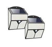 QREZ Lampe Solaire Extérieur, 436 LED Lumière Solaire avec Détecteur De Mouvement 2200Mah Étanche sans Fil Applique Éclairage Solaire Spot Puissant Sécurité 3 Mode Etanche IP65 pour Jardin,2pack