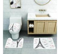 QRFASFZO Lot de 3 Tapis de Bain et Tapis de Bain Doux en Microfibre antidérapant,Absorbant l'eau,pour Douche,Baignoire et WC,Paris Set Tour Eiffel, Eiffel Paris est Toujours Une Bonne idée Lieux TOU