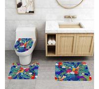 QRFASFZO Lot de 3 Tapis de Bain et Tapis de Bain Doux en Microfibre antidérapant,Absorbant l'eau,pour Douche,Baignoire et WC,Art Populaire scandinave avec Imitation de Renard en Bloc de Style nordiq