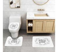 QRFASFZO Lot de 3 Tapis de Bain et Tapis de Bain Doux en Microfibre antidérapant,Absorbant l'eau,pour Douche,Baignoire et WC,Affiche Religieuse vectorielle dessinée à la Main - avec Dieu, Tout est p