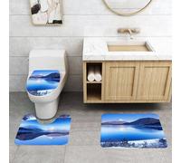 QRFASFZO Lot de 3 Tapis de Bain et Tapis de Bain Doux en Microfibre antidérapant,Absorbant l'eau,pour Douche,Baignoire et WC,Hiver, Montagne Fuji en Hiver, collines enneigées et Sommet de la montagn
