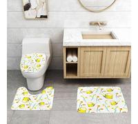 QRFASFZO Lot de 3 Tapis de Bain et Tapis de Bain Doux en Microfibre antidérapant,Absorbant l'eau,pour Douche,Baignoire et WC,Motif Floral printanier à l'aquarelle de Narcisse