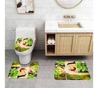 QRFASFZO Lot de 3 Tapis de Bain et Tapis de Bain Doux en Microfibre antidérapant,Absorbant l'eau,pour Douche,Baignoire et WC,Dégustation de vin et Collage de Vigne Verre à Boire dans Le Champ Frais