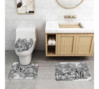QRFASFZO Lot de 3 Tapis de Bain et Tapis de Bain Doux en Microfibre antidérapant,Absorbant l'eau,pour Douche,Baignoire et WC,Croquis Vintage et Historique de la Révolution française avec Napoléon et