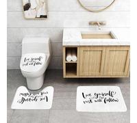 QRFASFZO Lot de 3 Tapis de Bain et Tapis de Bain Doux en Microfibre antidérapant,Absorbant l'eau,pour Douche,Baignoire et WC,Citation, Aimez-Vous et Le Reste suivra Phrase de Motivation Mots de Sage