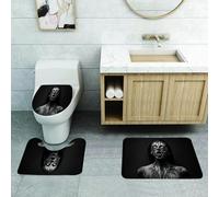 QRFASFZO Lot de 3 Tapis de Bain et Tapis de Bain Doux en Microfibre antidérapant,Absorbant l'eau,pour Douche,Baignoire et WC,Zombie, cri inhabituel, Monstre, Femme, Yeux vides, regardant vers Le hau