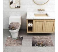 QRFASFZO Lot de 3 Tapis de Bain et Tapis de Bain Doux en Microfibre antidérapant,Absorbant l'eau,pour Douche,Baignoire et WC,Vergangenheit Ästhetische Rennrad Lean to The Brick Wall im Freien täglic