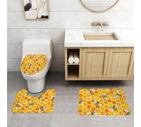 QRFASFZO Lot de 3 Tapis de Bain et Tapis de Bain Doux en Microfibre antidérapant,Absorbant l'eau,pour Douche,Baignoire et WC,modèle sans Couture avec des nids d'abeilles. Joli imprimé Aquarelle avec