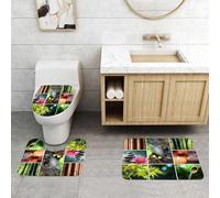 QRFASFZO Lot de 3 Tapis de Bain et Tapis de Bain Doux en Microfibre antidérapant,Absorbant l'eau,pour Douche,Baignoire et WC,Éléments Zen de tranquillité et de spiritualité, pensée de Paix, Symbole