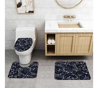 QRFASFZO Lot de 3 Tapis de Bain et Tapis de Bain Doux en Microfibre antidérapant,Absorbant l'eau,pour Douche,Baignoire et WC,Ciel étoilé, étoiles Scintillantes et Constellations entrelacées sur Fond