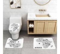 QRFASFZO Lot de 3 Tapis de Bain et Tapis de Bain Doux en Microfibre antidérapant,Absorbant l'eau,pour Douche,Baignoire et WC,Symboles de la Nature, de la Culture et de l'architecture de l'Afrique So