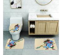 QRFASFZO Lot de 3 Tapis de Bain et Tapis de Bain Doux en Microfibre antidérapant,Absorbant l'eau,pour Douche,Baignoire et WC,Illustration vibrante d'une Figure Mythique de l'histoire Chinoise, vêtue
