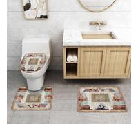 QRFASFZO Lot de 3 Tapis de Bain et Tapis de Bain Doux en Microfibre antidérapant,Absorbant l'eau,pour Douche,Baignoire et WC,Tapisserie des Anciens Dieux égyptiens Pharaon et hiéroglyphes, la Figure