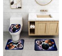 QRFASFZO Lot de 3 Tapis de Bain et Tapis de Bain Doux en Microfibre antidérapant,Absorbant l'eau,pour Douche,Baignoire et WC,l'univers des Multiples planètes dans Le Ciel étoilé, diverses planètes a