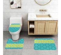 QRFASFZO Lot de 3 Tapis de Bain et Tapis de Bain Doux en Microfibre antidérapant,Absorbant l'eau,pour Douche,Baignoire et WC,Canard en Caoutchouc, Canards de Dessin animé Jaunes nageant dans l'eau a
