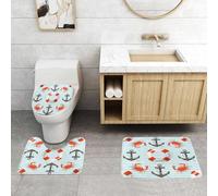 QRFASFZO Lot de 3 Tapis de Bain et Tapis de Bain Doux en Microfibre antidérapant,Absorbant l'eau,pour Douche,Baignoire et WC,Impression d'art Graphique de diverses Gouttes de Pluie Fortes, Grandes e