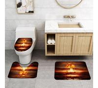 QRFASFZO Lot de 3 Tapis de Bain et Tapis de Bain Doux en Microfibre antidérapant,Absorbant l'eau,pour Douche,Baignoire et WC,Puissante Explosion d'une Bombe nucléaire dans l'océan. Guerre nucléaire.