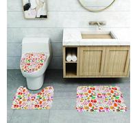 QRFASFZO Lot de 3 Tapis de Bain et Tapis de Bain Doux en Microfibre antidérapant,Absorbant l'eau,pour Douche,Baignoire et WC,Créatures des Bois, Animaux colorés tels Que des écureuils et des hiboux