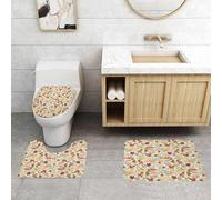 QRFASFZO Lot de 3 Tapis de Bain et Tapis de Bain Doux en Microfibre antidérapant,Absorbant l'eau,pour Douche,Baignoire et WC,Motif Aquarelle harmonieux avec Feuilles d'automne Orange et Jaunes, chên