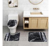 QRFASFZO Lot de 3 Tapis de Bain et Tapis de Bain Doux en Microfibre antidérapant,Absorbant l'eau,pour Douche,Baignoire et WC,Marbre,Grunge Pierre précieuse Naturelle Nostalgique Marbrure Architectur